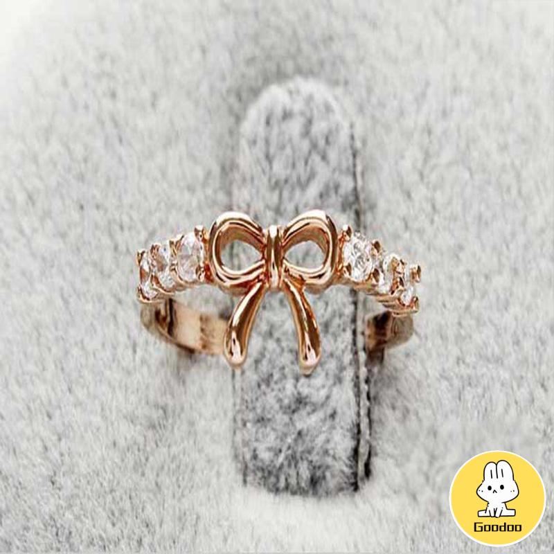 Cincin Korea Desain Pita Hias Berlian Gaya Simple Untuk Wanita -Doo