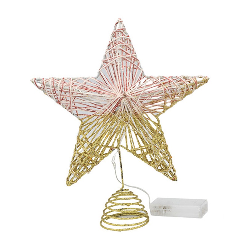 Ornamen Topper Pohon Natal Bentuk Bintang Dengan Lampu Led Glitter