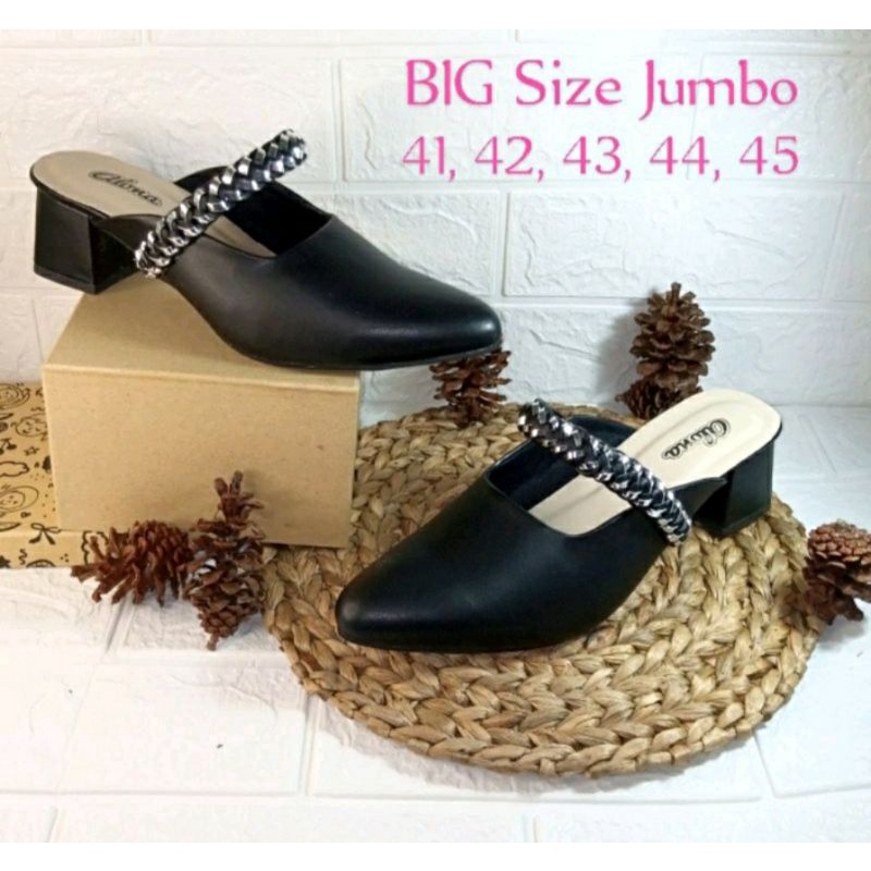 Original, Higheels Kepang Premium A.109 Big Size Shoes 41 42 43 44 45 Bustong Heels Formal Kerja Kantoran Krem Original,43