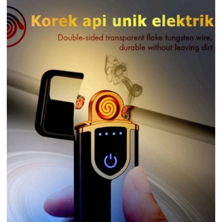 Korek Api unik elektrik USB kecil fingerprint touch sensor led screen | USB