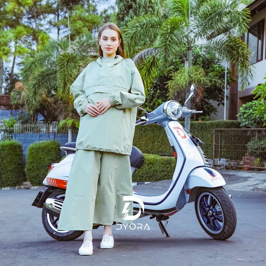 Raincoat DYORA Zeeva Series Green / Jas Hujan DYORA Gamis Muslimah Mantel Rok Hujan Wanita Jas Ujan 