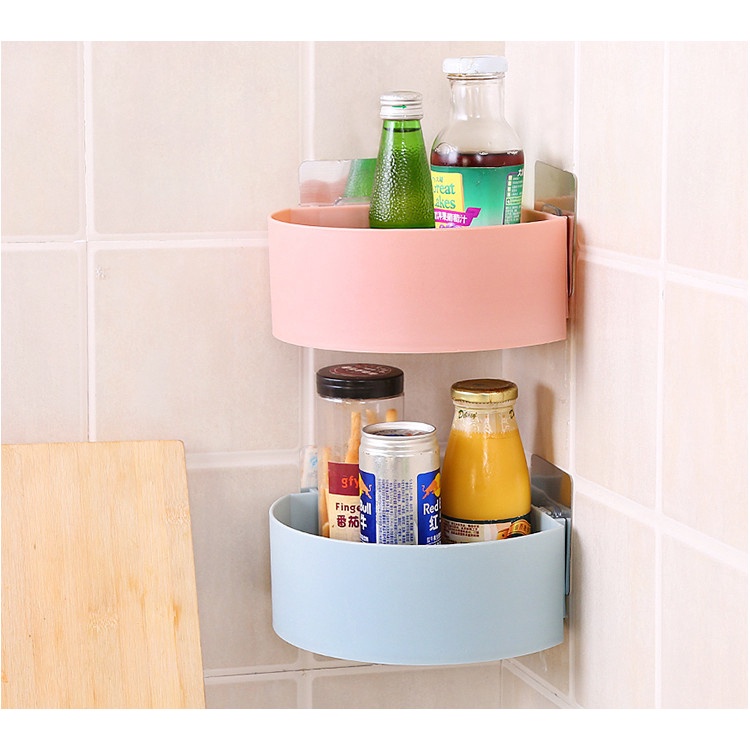 Rak Sudut plastik Kamar Mandi Dapur Tempel Dinding / Triangle Corner Shelves Tempat Penyimpanan Sabun Shampoo / Rak Bumbu Siku Plastik rak wc kamar mandi sudut persegi