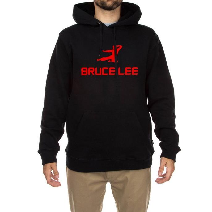 jaket hoodie sweater bruce lee hitam