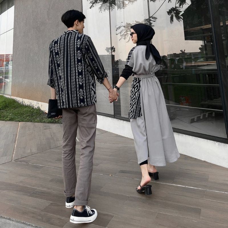 Set Couple Tenun - Dress Tenun - Dress Naomi - Ayra - Aurora - Ivory - Dress Andin - Batik Tenun Couple - Baju Couple