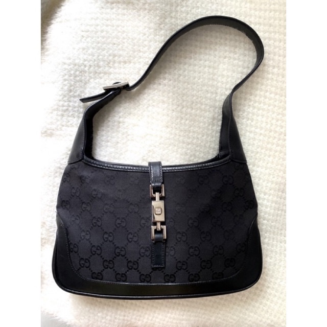 [Preloved] Gucci Jackie O Canvas Monogram Black Shoulder Bag (100% Authentic)