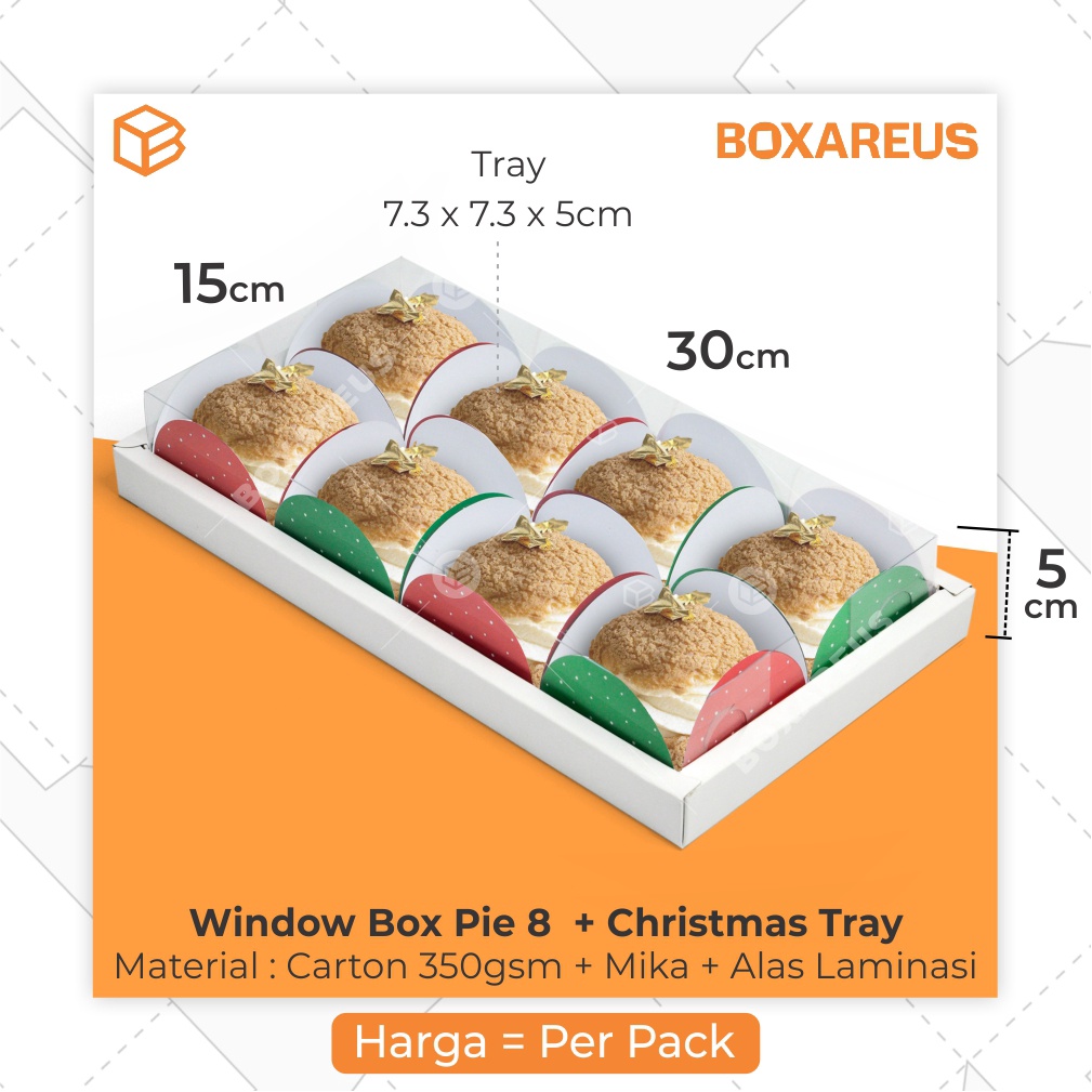 Dus Mika Natal Pie Packaging Christmas Box Sekat 8 Fruit Tart Dus Kue | WB Pie 8