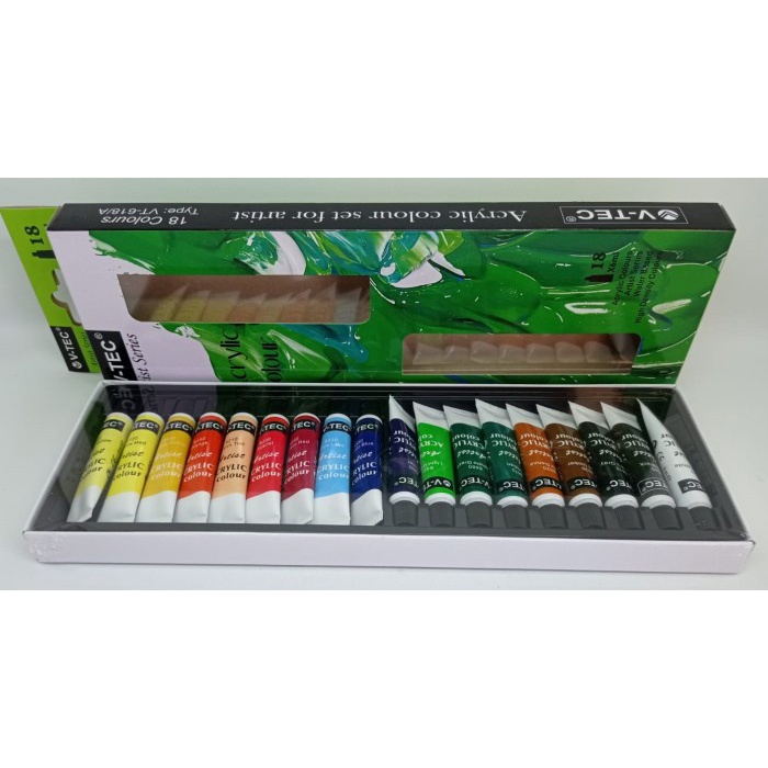 Unik Cat Acrylic / Cat Akrilik Set V-Tec (18 Pcs X 6 Ml) Bagus