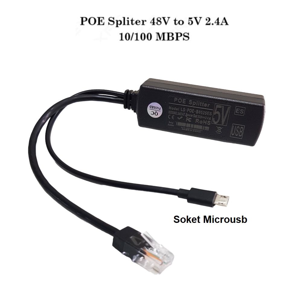 POE Splitter 48V to 5V. 2.4 Ampere for IP Camera / CCTV Dll