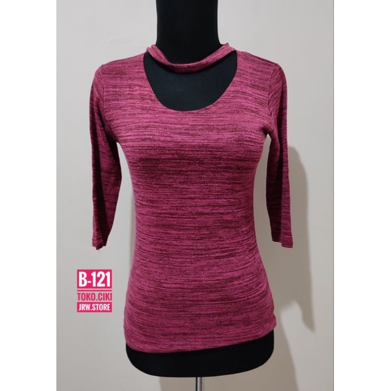 [B-121] PRELOVED BAJU ATASAN BLOUSE KAOS MERAH MAROON CEWE WANITA PEREMPUAN