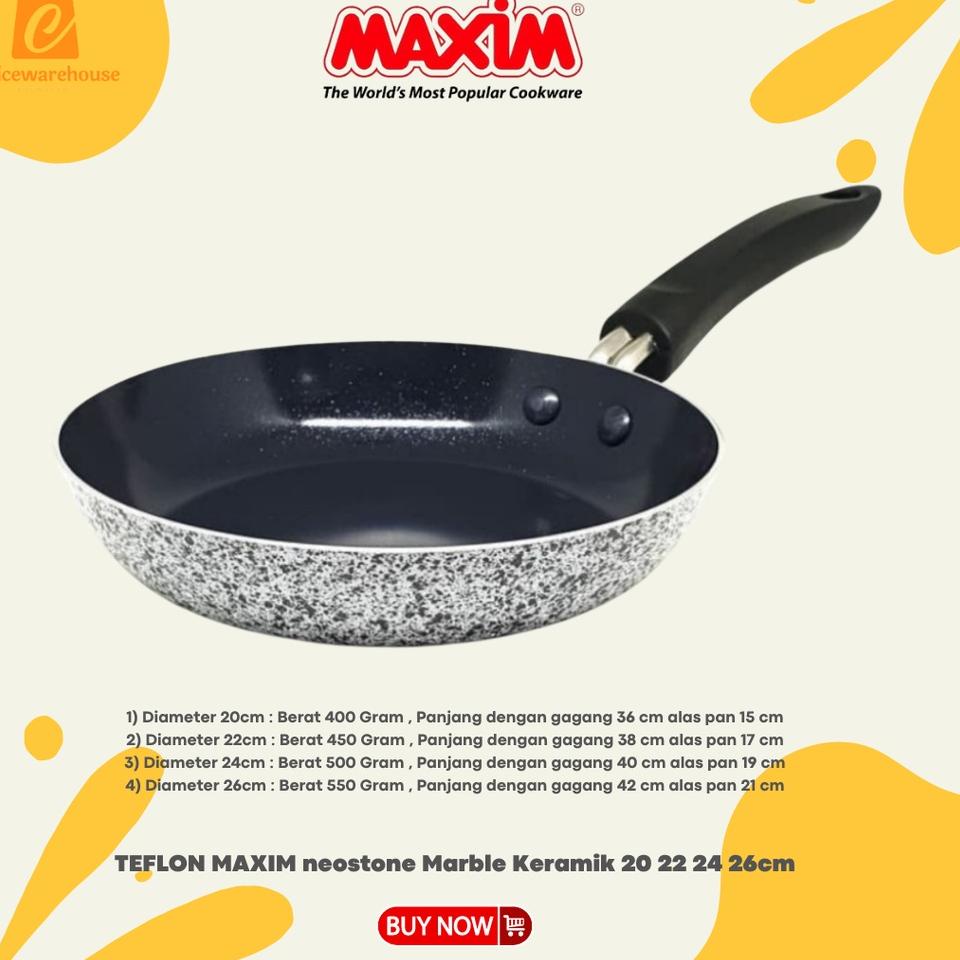 K9Y3 TEFLON MAXIM FRYPAN ANTI LENGKET neostone Marble Keramik 20 22 24 26cm LN9