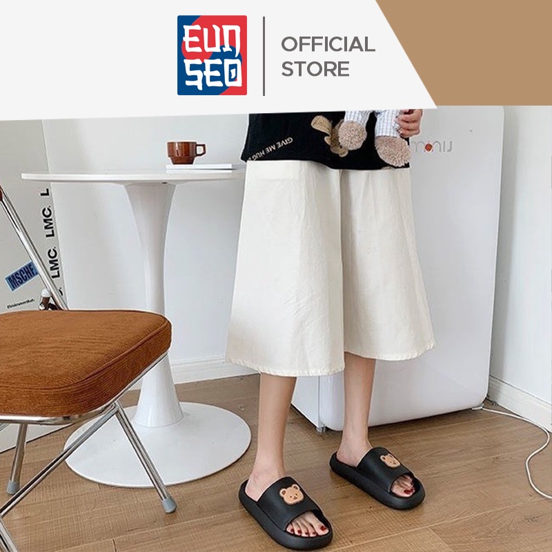 EUNSEO Sandal Wanita Motif Cute Bear Face Anti Slip Premium Fashion Korea