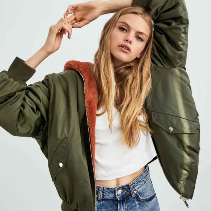 jaket bulu bolak-balik zara