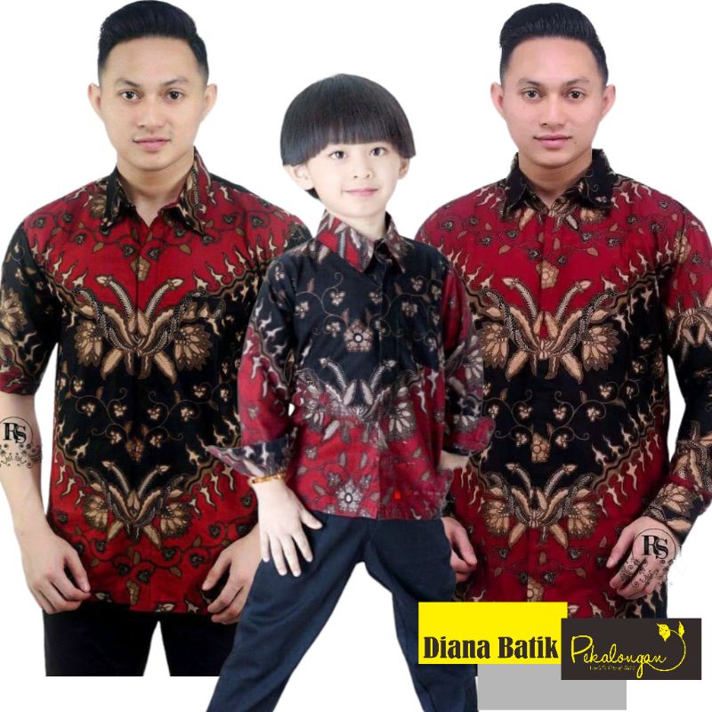 Coupel Batik Kemeja Ayah dan Anak Lengan Panjang Pendek Terbaru Terlaris Bahan Katun M L XL XXL