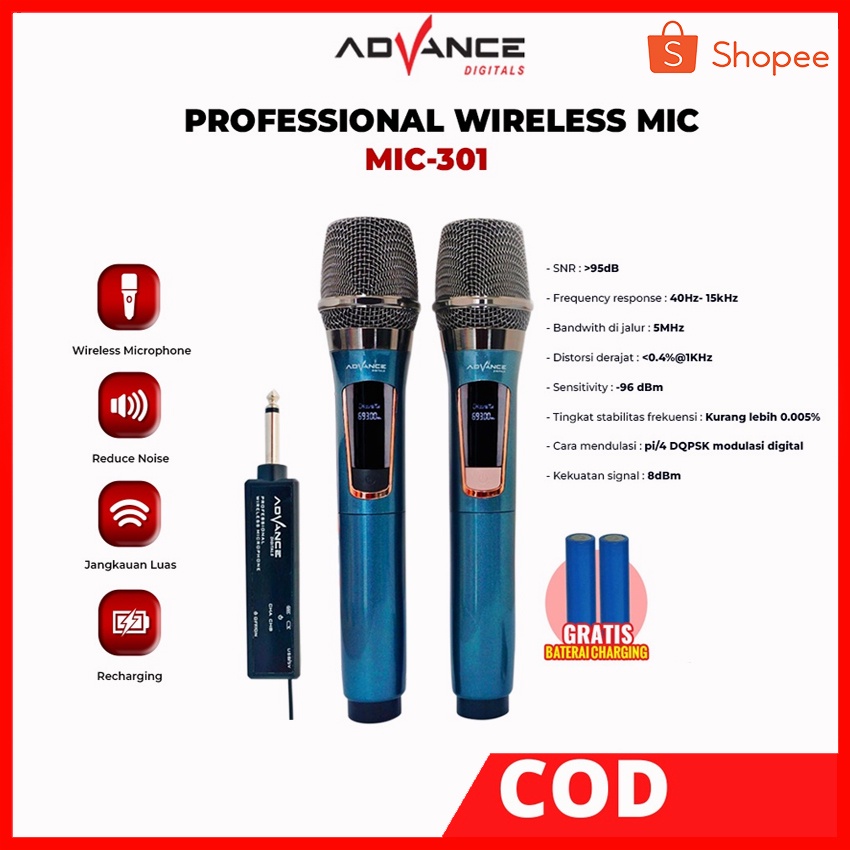 Mic wireless double advance 301/401 / Mik advance /mix advance /Mic Wireless double Digital Mic Wire