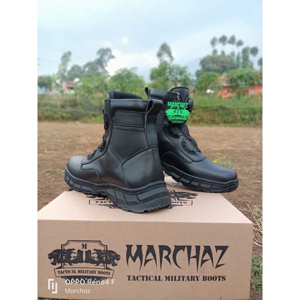 SEPATU PDH TALI PUTAR PENDEK MERK MARCHAZ HITAM FULL KULIT DOF