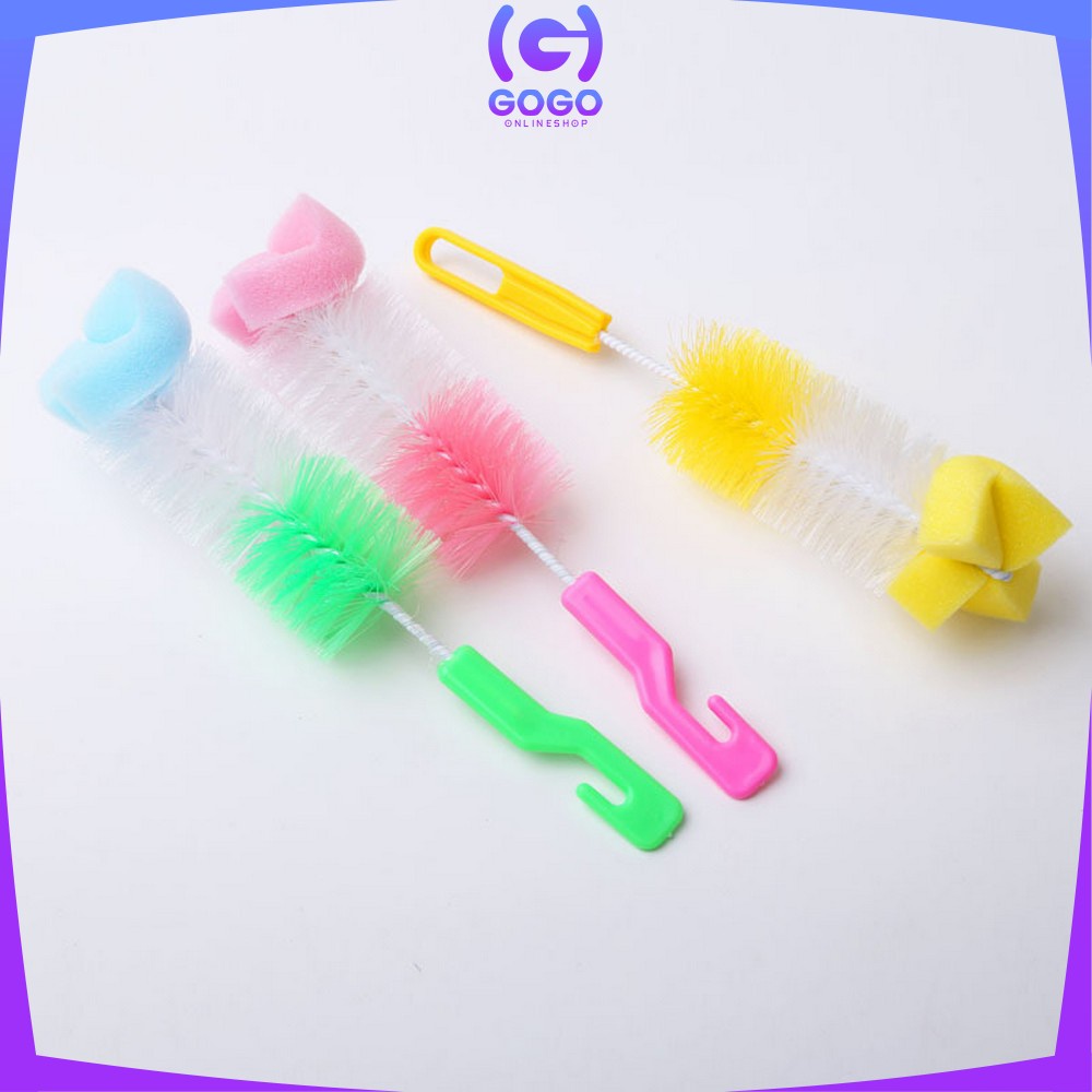 GOGO-C42 Sikat Botol Susu Bayi + Free Sikat Dot / Pembersih Botol Susu 2in1 Baby Bottle &amp; Nipple Brush