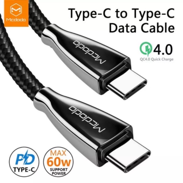Promo MCDODO CA-5890 KABEL TYPE C TO TYPE C CABLE QUICK CHARGING 4.0 PD 60W - BLACK - 1.5M Berkualit