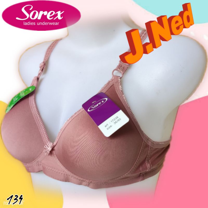 J134 BRA WANITA SOREX  BUSA TANPA KAWAT CUP A/B  SIZE 34 - 40
