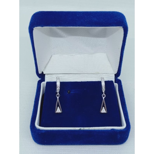 Anting jepit listring bulat mp + m segitiga (gu*s) /anting jepit perak asli silver 925 lapis emas/ anting fashion wanita terbaru