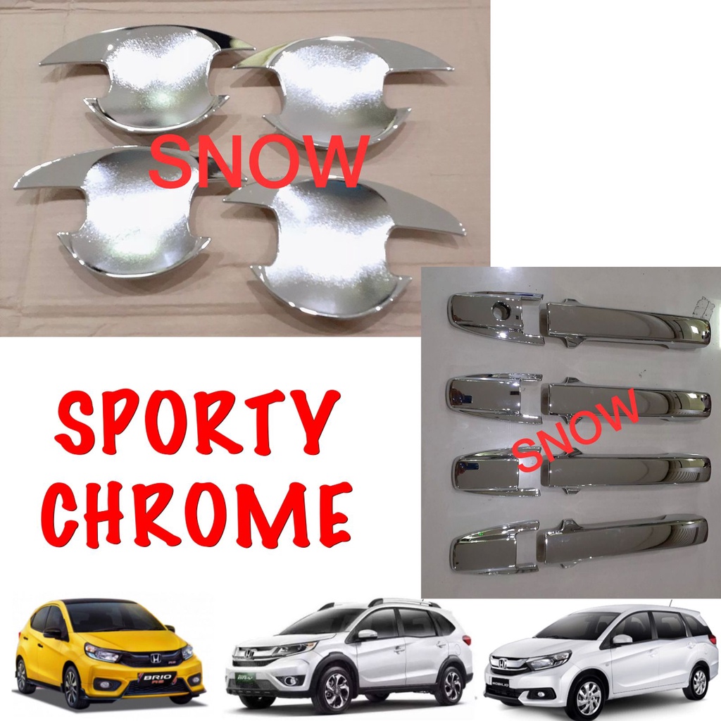 Paket Outer Handle Cover Brio BRV Mobilio Sporty Hitam Chrome