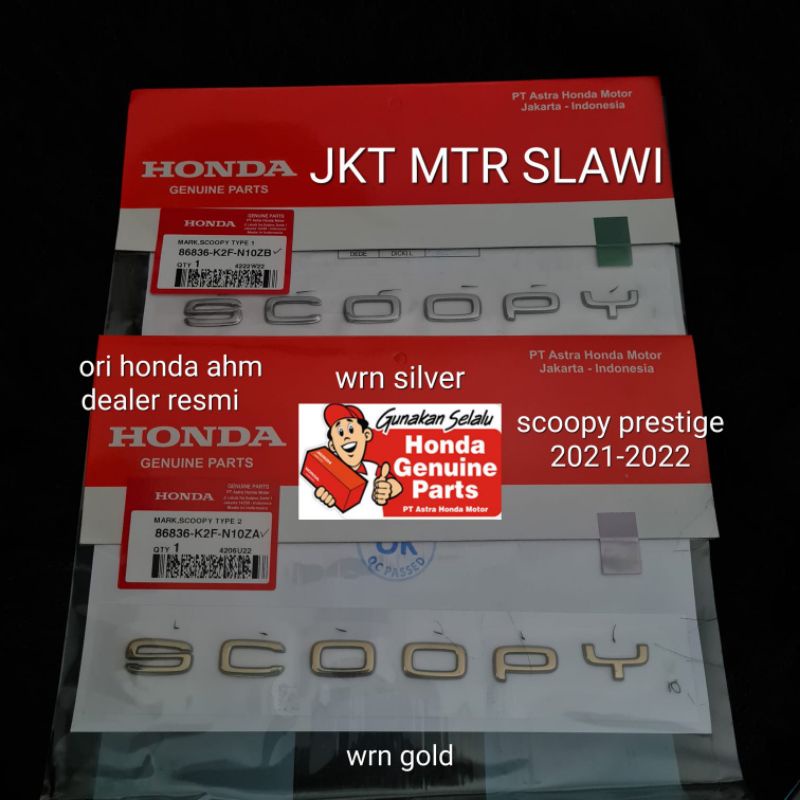 86836-K2F-N10ZA HARGA SATUAN emblem scoopy prestige k2f 2021-2023 gold &amp; silver asli honda