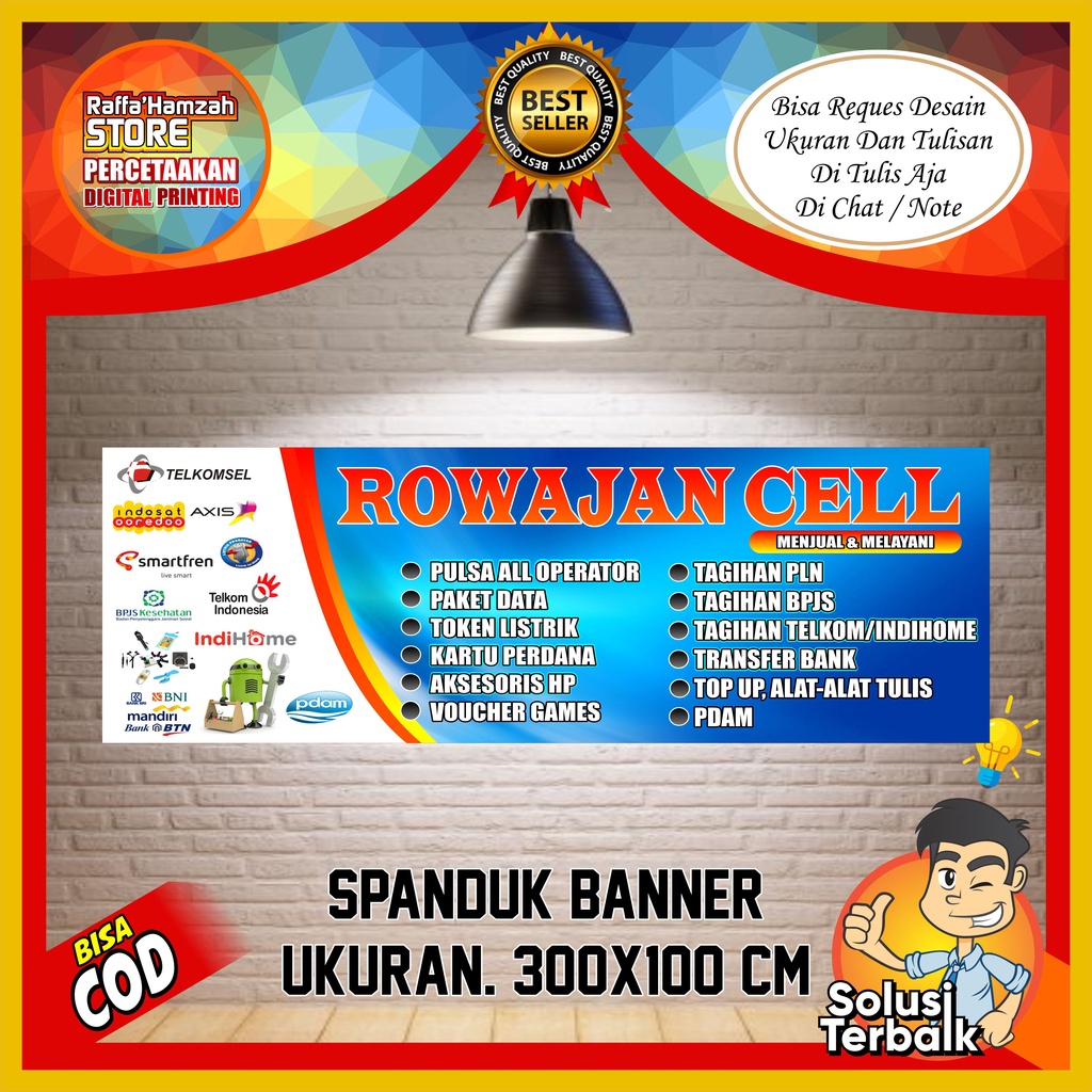 Spanduk Banner Konter Pulsa Cell Seluler ukuran 2x1