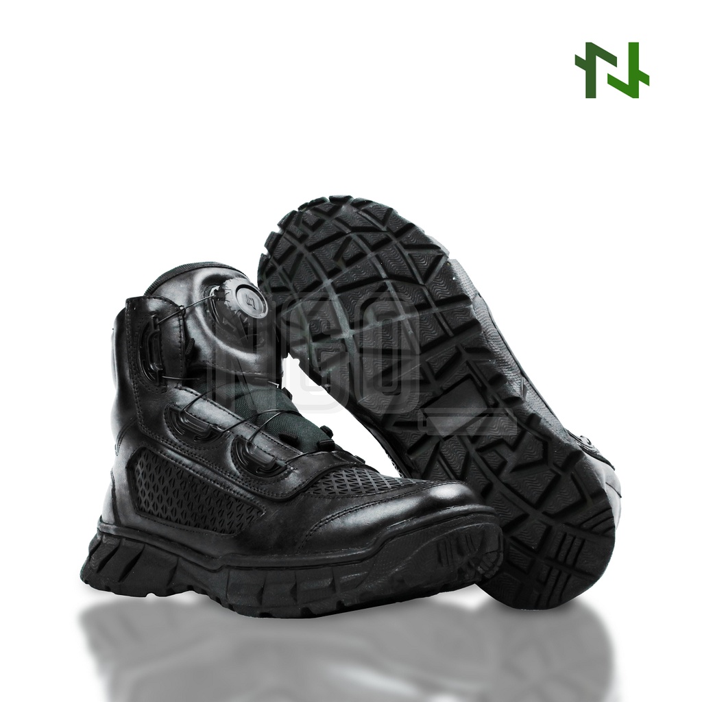 NGO Sepatu PDL/PDH Skoini Strofi Tali Putar Black Edition FULL Kulit Asli