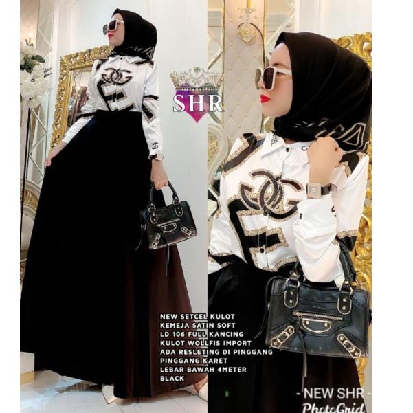 Paling Dicari COD NEW READY SET ROK & SET KULOT BAHAN SATIN MIX WOLFIS IMPORT LD 106-108  ORI BY SHR