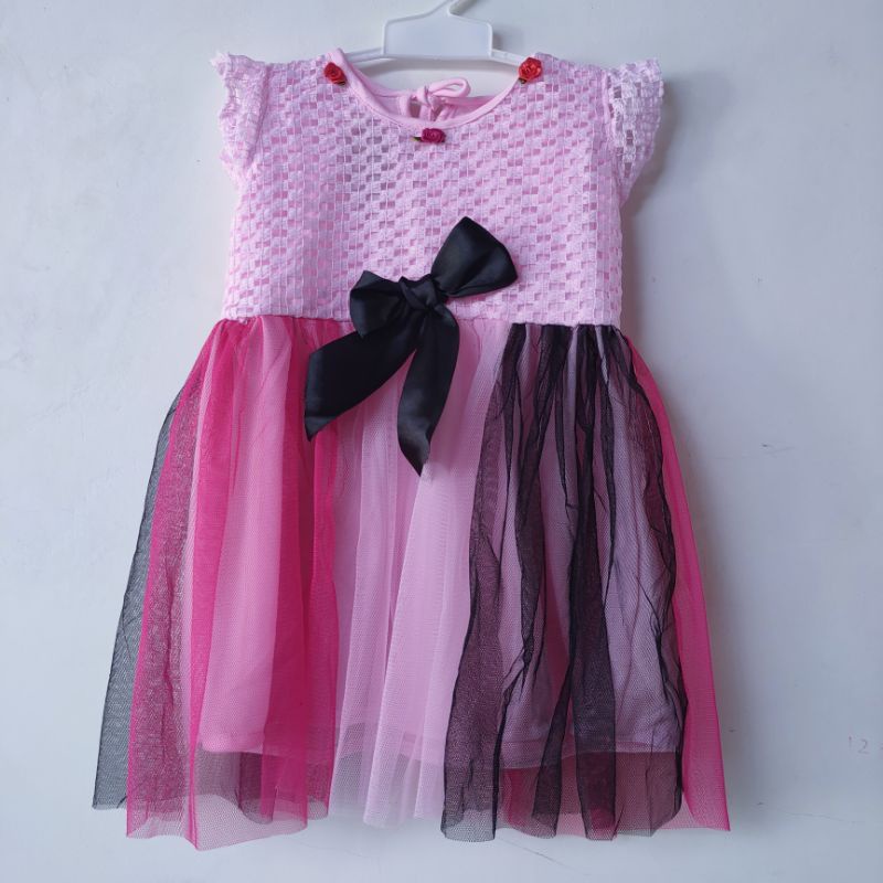 Dress Brokat Pita Besar anak 1 2 Tahun cewek perempuan fatonahshop