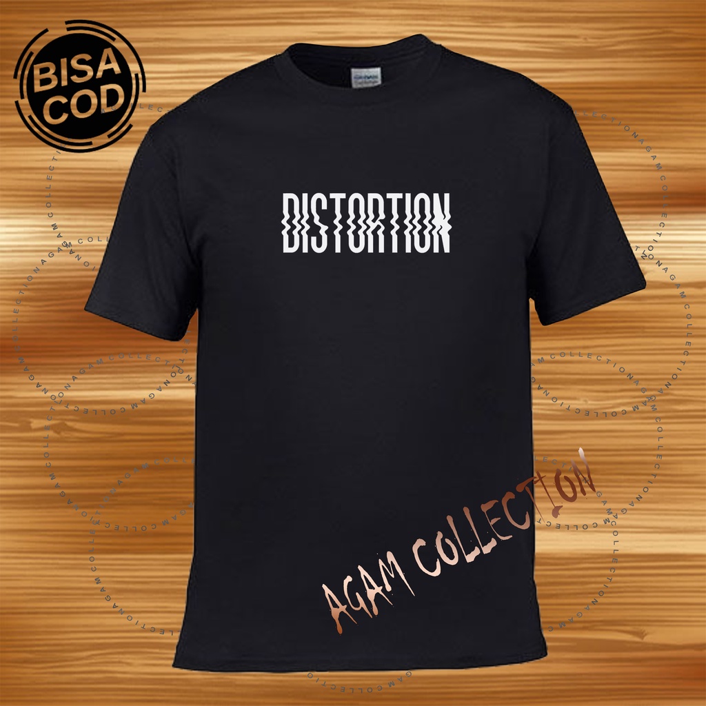 Agam ColleAgam Collection Baju Kaos Distro Lengan Pendek Distortion Putih Text Print DTF Premium Quality Kaos Keren Cewek Cowok