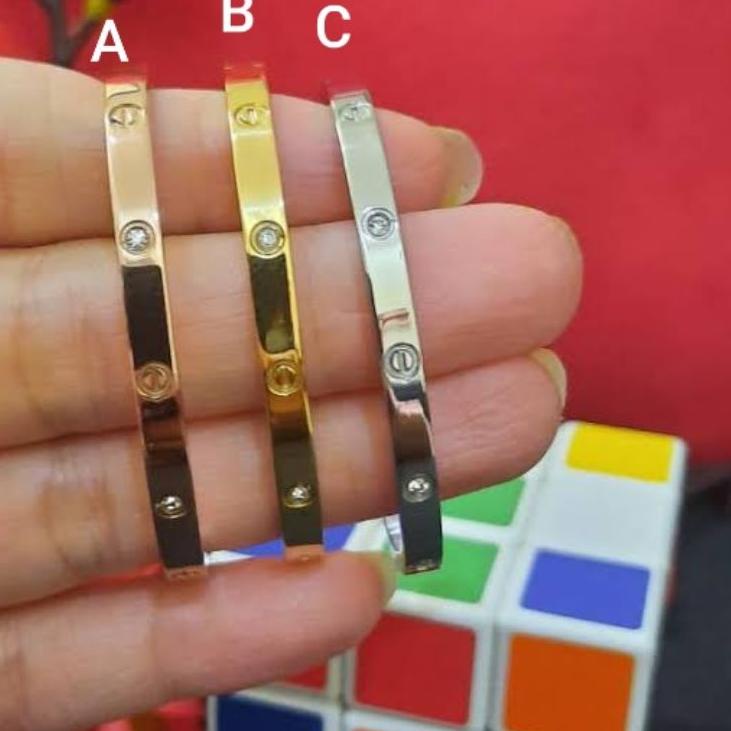 Chekout GELANG ANAK TITANIUM ADA PERMATA GL603 GOLD ROSEGOLD SILVER ANTI KARAT