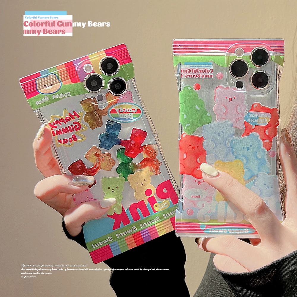 Ins Soft Case Silikon Transparan Motif Kartun Beruang Fudge Untuk Iphone 14 11 12 13 PRO MAX