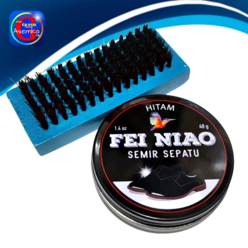 Semir sepatu Paket 1 Set Siap Pakai sikat + semir Grosir