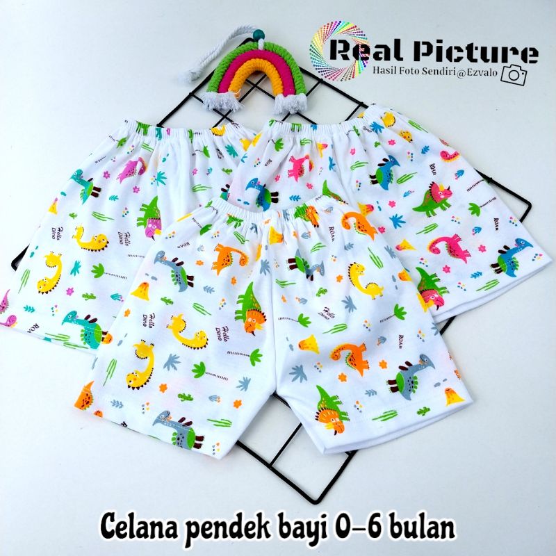 Celana pendek bayi 3 pcs bahan katun lembut 0-6 bulan