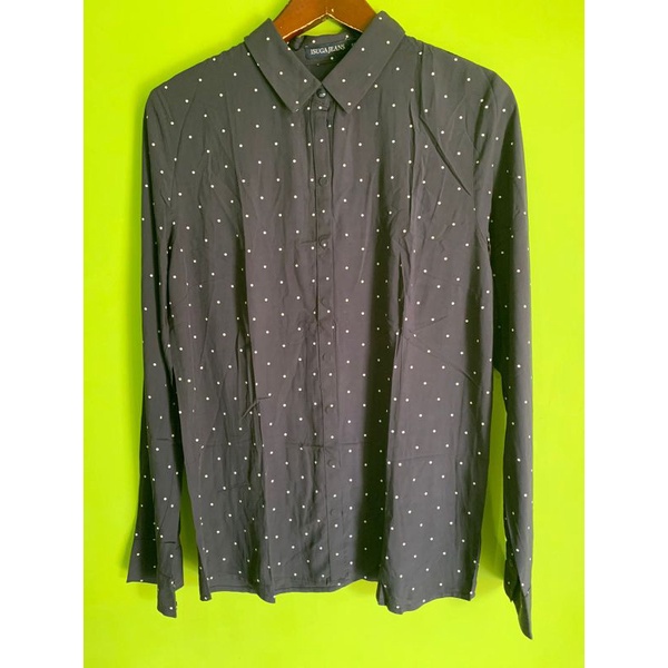 Kemeja Isuga Jeans polkadot navy Size Kecil