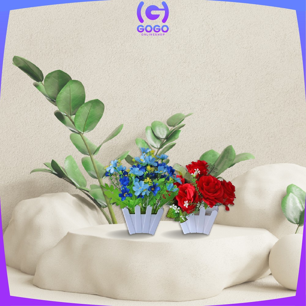 GOGO-C289 - C300 Ornamen Pot Bunga Hias Tanaman Bunga Hias Plastik Artificial Flower / Bunga Pajangan Meja / Hiasan Dekorasi Rumah