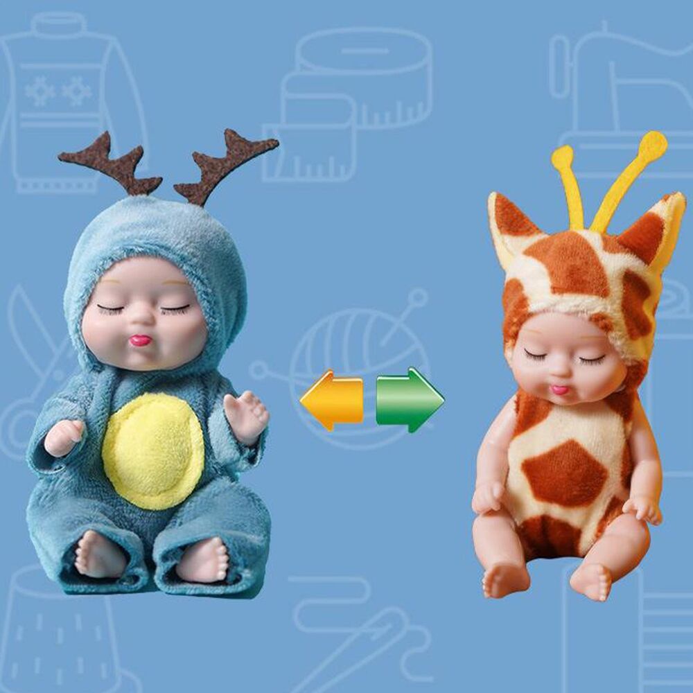 8pcs / Set Mainan Boneka Reborn Bayi / Anak Perempuan Tidur Tampak Asli Untuk Hadiah Natal / Ulang Tahun