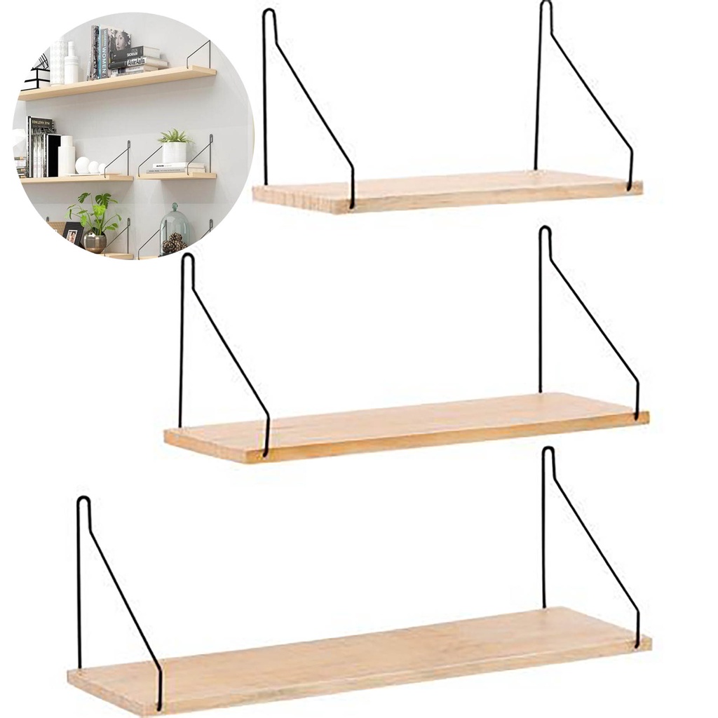 Rak Dinding Kayu AESTHETIC 1Set Solid Stainless Tempat Pajangan Dinding