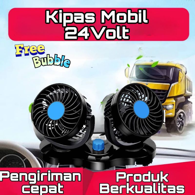 Kipas Mobil 24V Double Fan Car Port Lighter Colokan Pemantik Listrik⭐ Super8 ⭐ ini