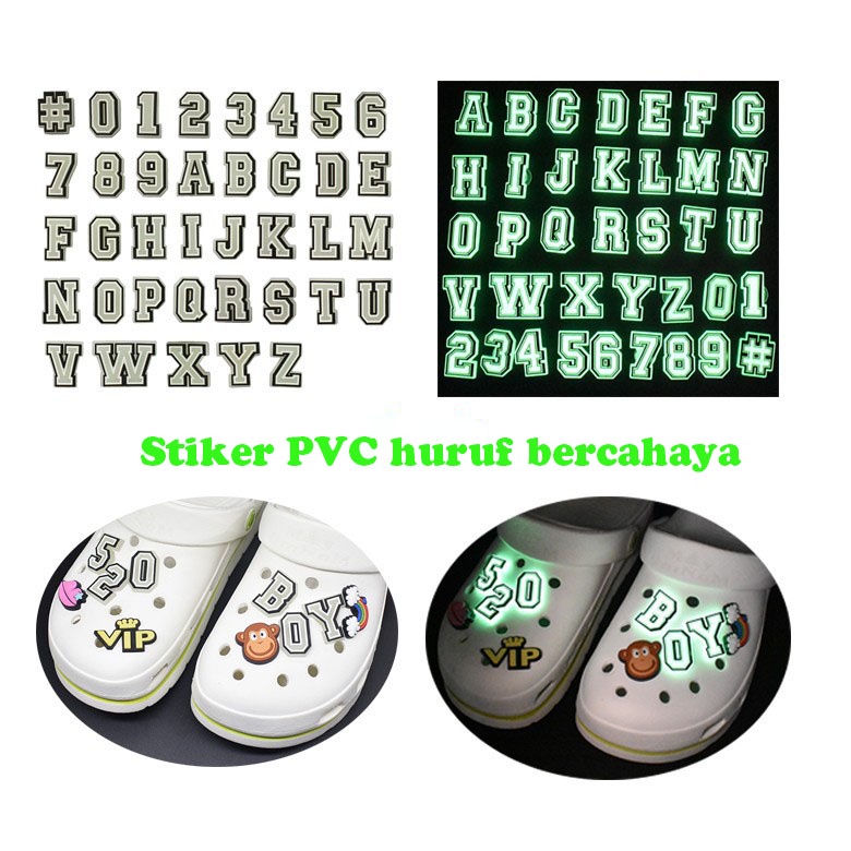 (COD)20 Types Pin Korea Sandal Jibbitz Bercahaya Stiker Bentuk Angka Huruf Gesper Sepatu Wanita PVC Untuk Dekorasi Taman Cocok Untuk Anak Aksesoris -Doo