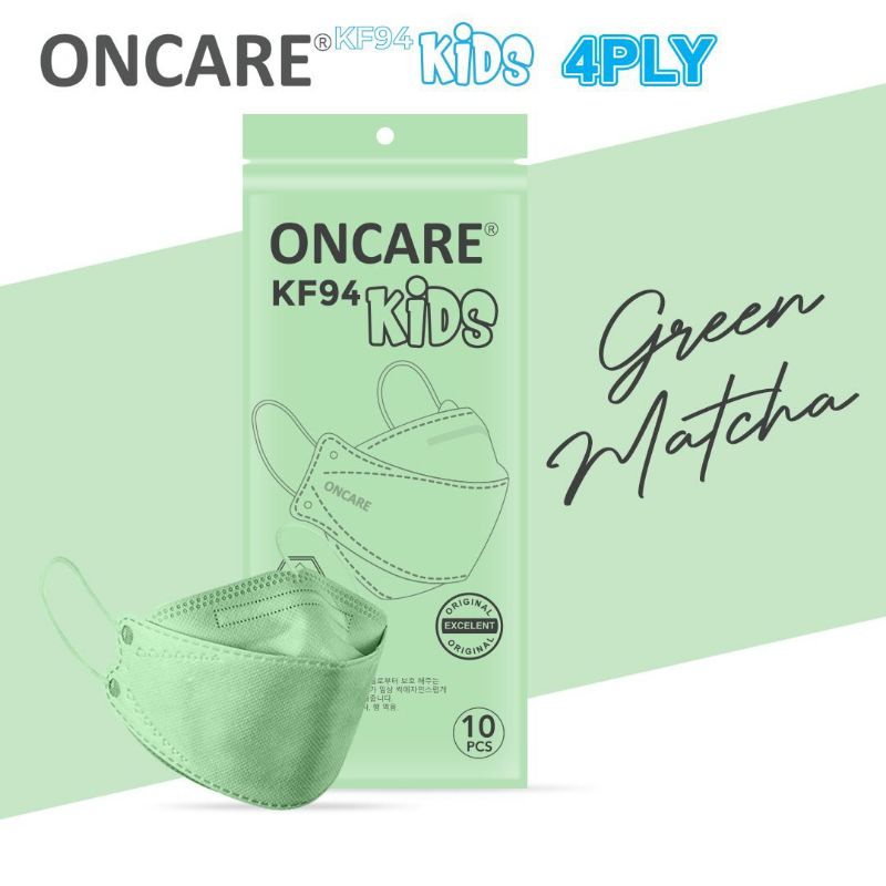 Masker KF94 Anak 4ply Korea Premium Mask Warna Murah-KF94 MATCHA GREEN