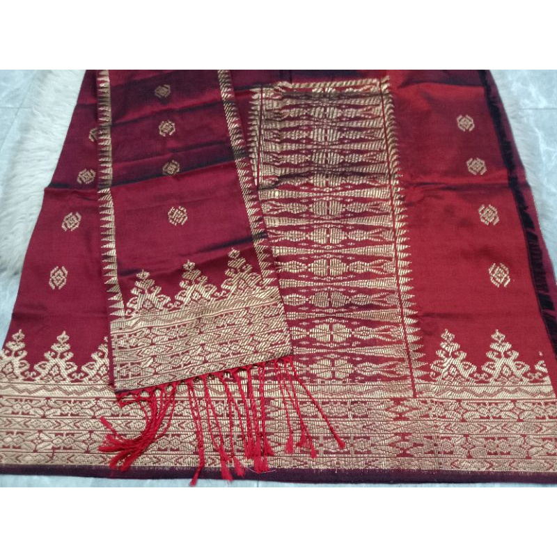 songket silungkang warna merah hati gold