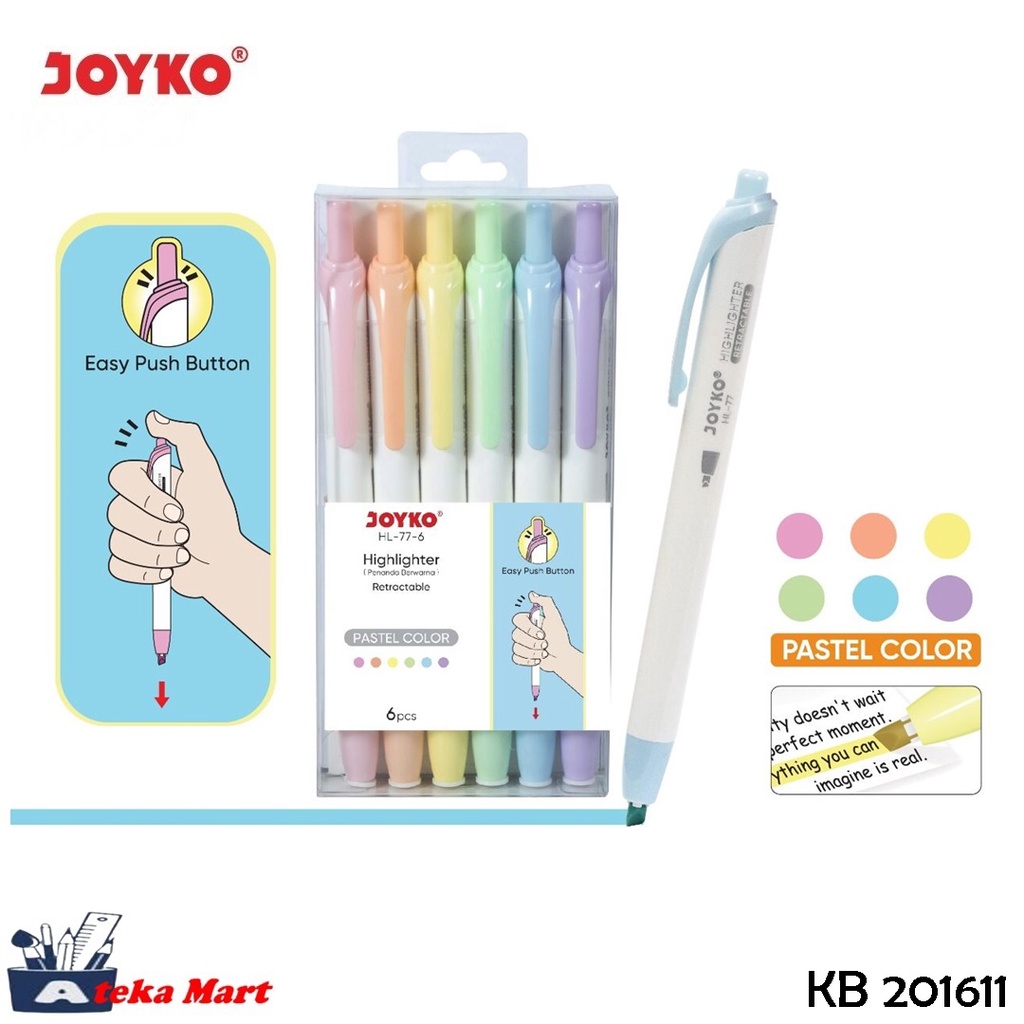 

[SET/6PCS] JOYKO HIGHLIGHTER HL-77-6 TEXTLINER PENANDA TEXT