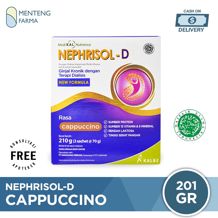 Nephrisol D Cappucino 210 Gram - Susu Tinggi Protein Khusus Pasien Ginjal Dialisis