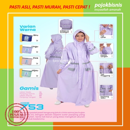 JAS HUJAN JUMBO WANITA MUSLIMAH / JAS HUJAN WANITA TERUSAN PREMIUM   / JAS HUJAN GAMIS