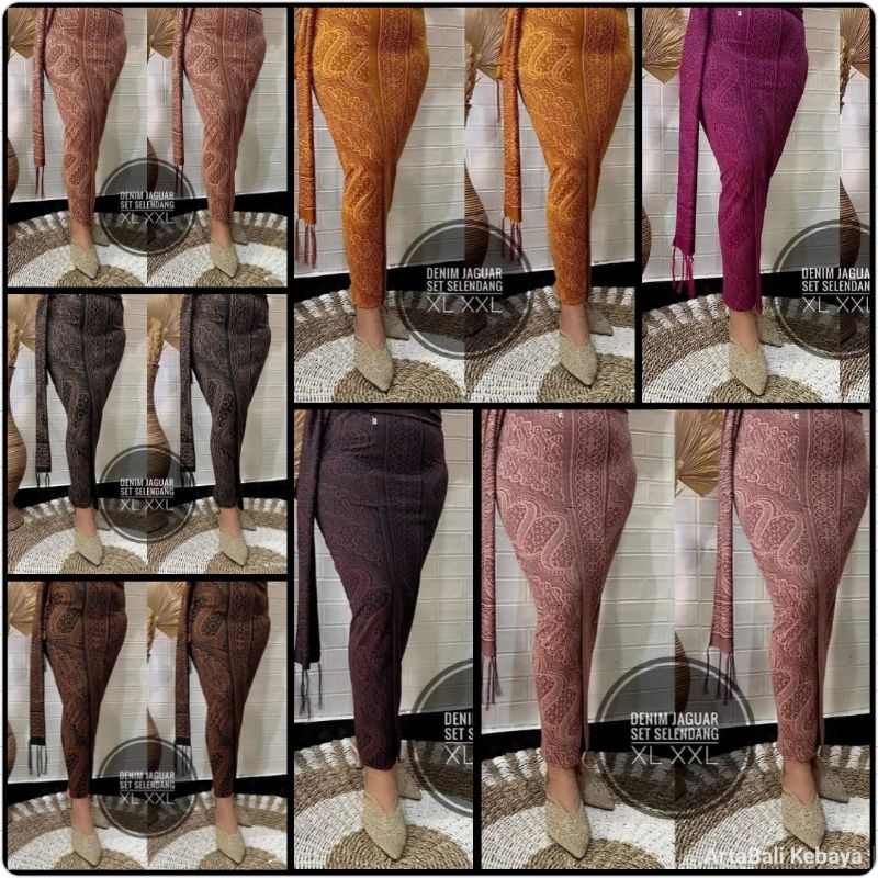 Kamen jadi denim jaguar + selendang