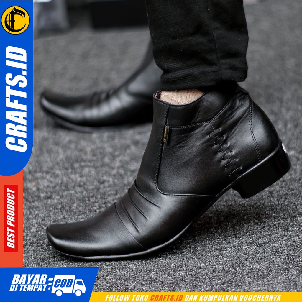 CRAFTS cora - Sepatu Boots Pantofel Formal Kulit Asli Kerja Pria