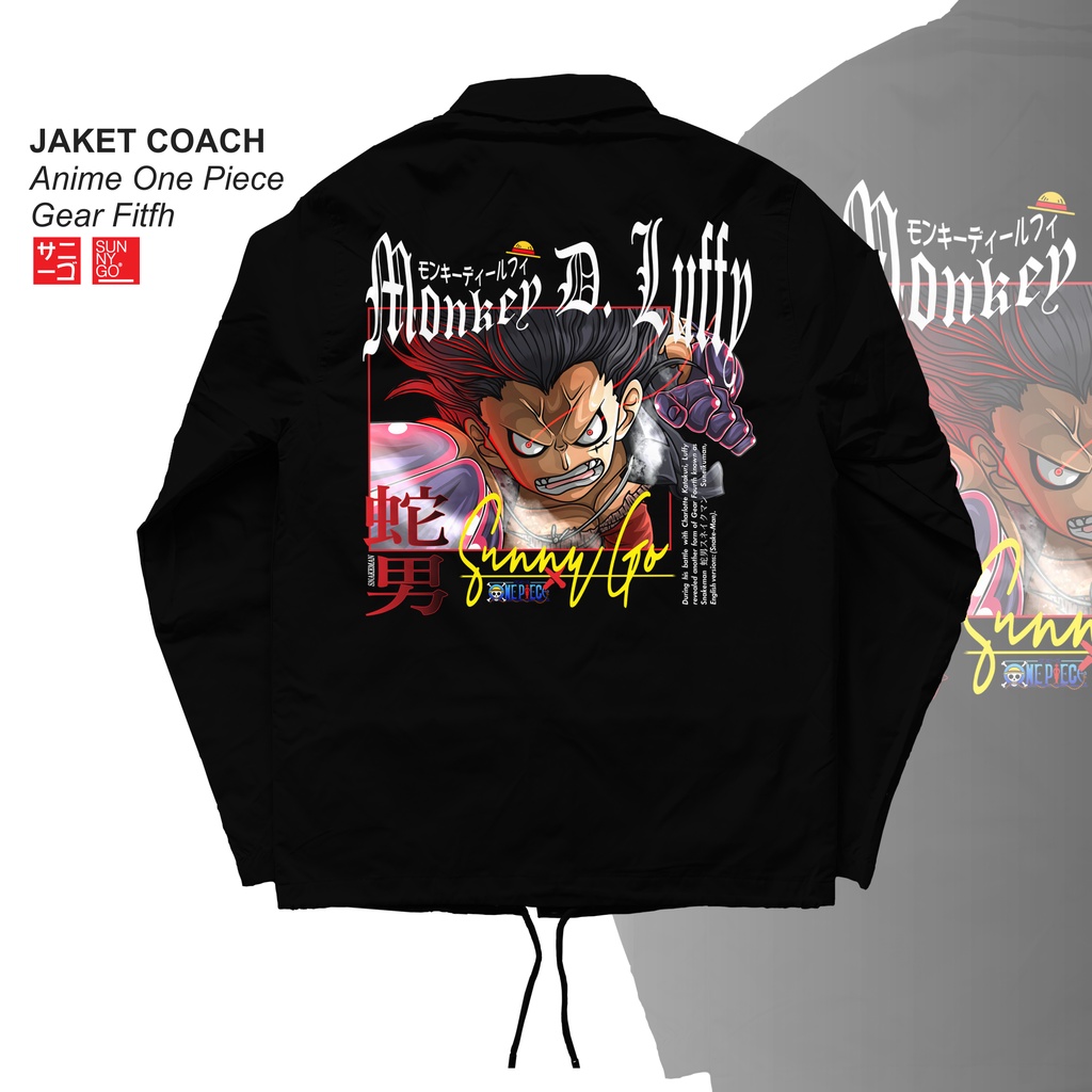 JAKET COACH ANIME | ONE PIECE MONKEY D LUFFY | Coach Jacket Pria Wanita Original Bahan Taslan Parasu