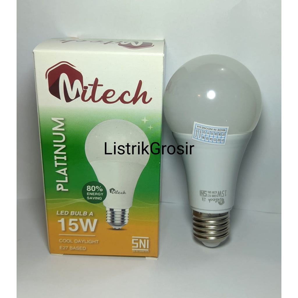 Lampu Led MiTech Platinum A Bulb 15w 15Watt Bohlam Led Bergaransi 1Thn