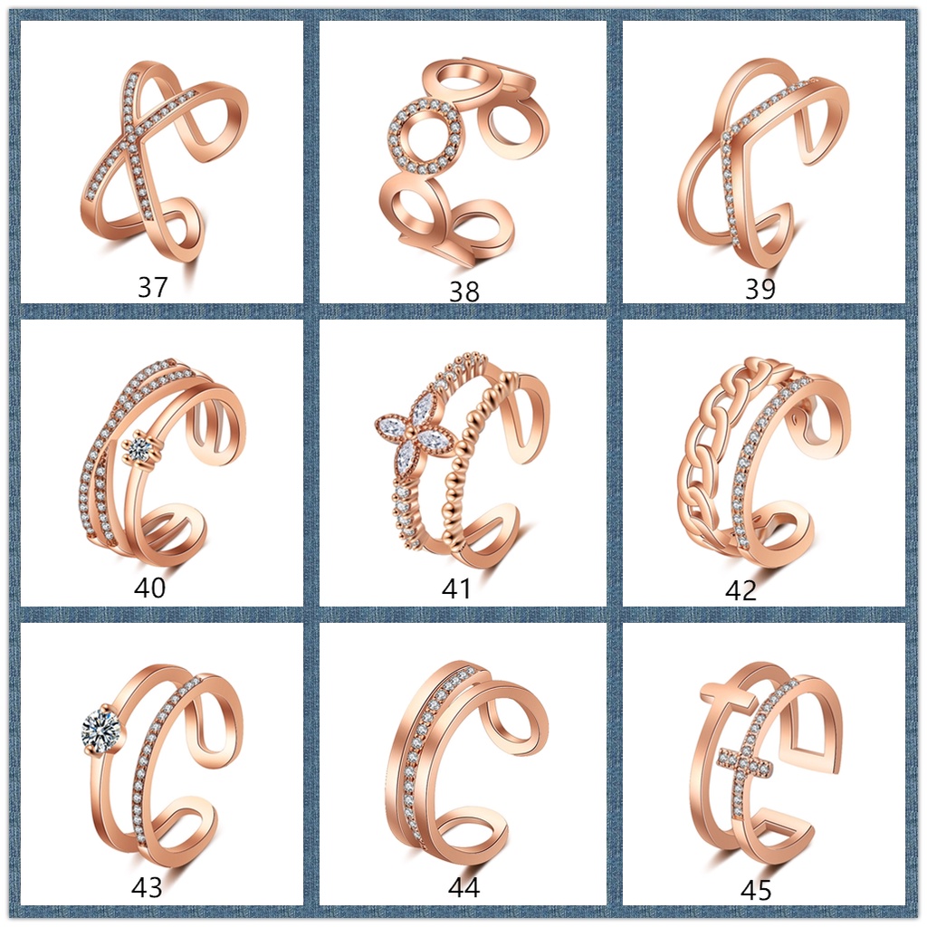 Goldkingdom Perhiasan Fashion Emas Asli Kadar 375 Bangkok Aksesoris Ready Stock 50desain Rose Gold Wanita Cantik Cincin Adjustable Rings Shine Like A Diamond